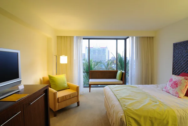 Yatak Mobilya Bir Otel Tatil — Stok fotoğraf