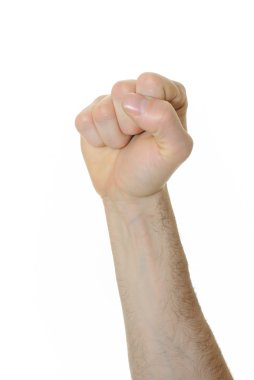 Powerful fist pump against a white background clipart