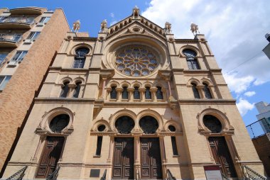 Exterior to the Eldridge Street Synagogue in New York City. clipart