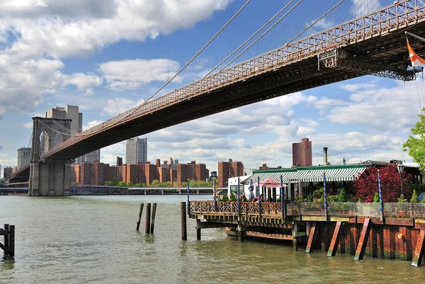 Γέφυρα Του Μπρούκλιν Είδαν Από Πάρκο Γέφυρα Του Μπρούκλιν Στη — Φωτογραφία Αρχείου