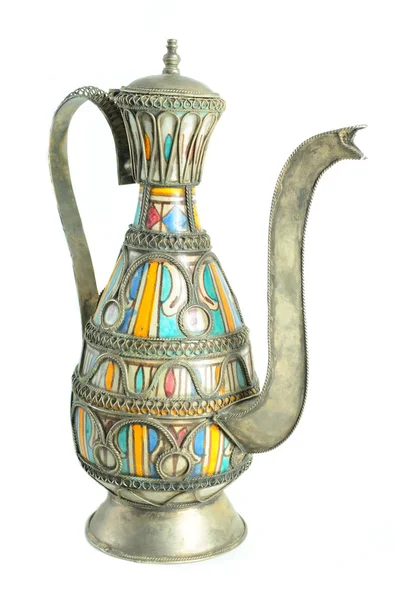 Antike Marokkanische Teekanne Auf Weiß — Stockfoto