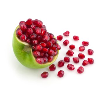 Grains of pomegranate are in an apple clipart