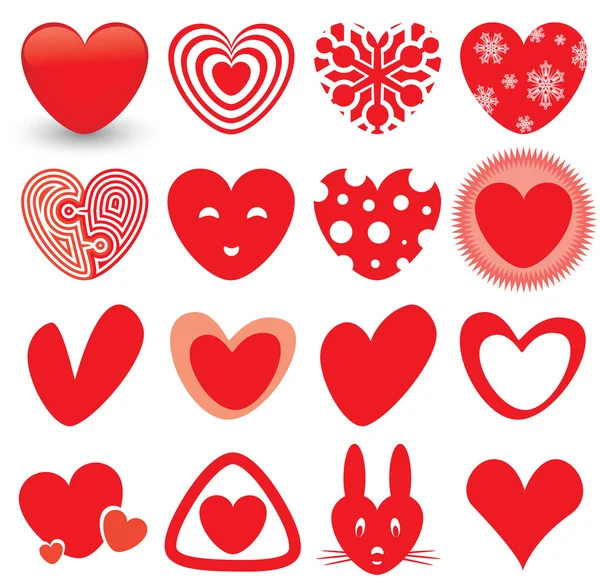 Herzsymbole Setzen Unterschiedliche Formen Und Variationen — Stockvektor
