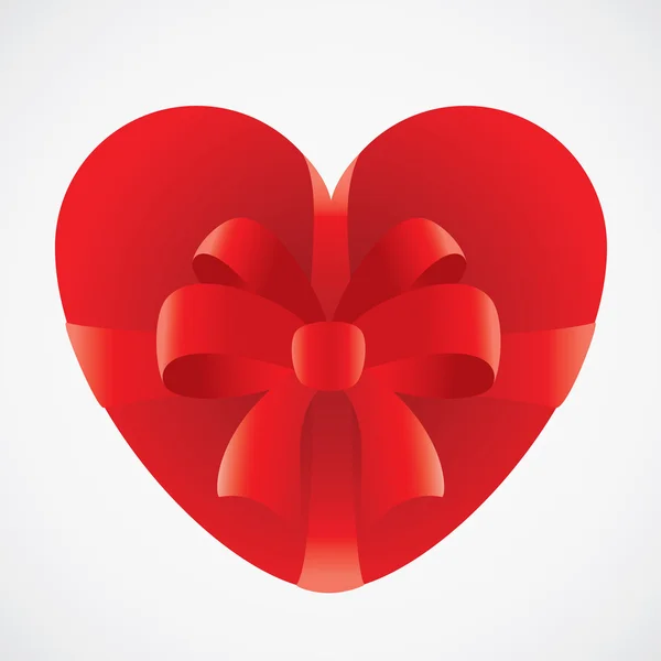 Cadeau Coeur Avec Arc Rubans Croisés — Image vectorielle