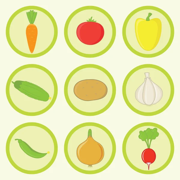 Icône Légumes Set Ingrédients Frais Les Communs — Image vectorielle