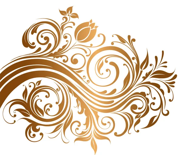 Piękny złoty ornament z kwiatów i loki — Wektor stockowy
