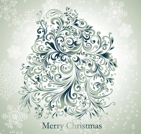 Mikulásos karácsonyi üdvözlőkártya-a gyönyörű göndör dísz — Stock Vector