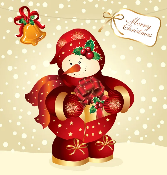 Illustration vectorielle : bonhomme de neige en cadeau — Image vectorielle
