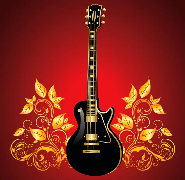 Illustrazione con chitarra — Vettoriale Stock