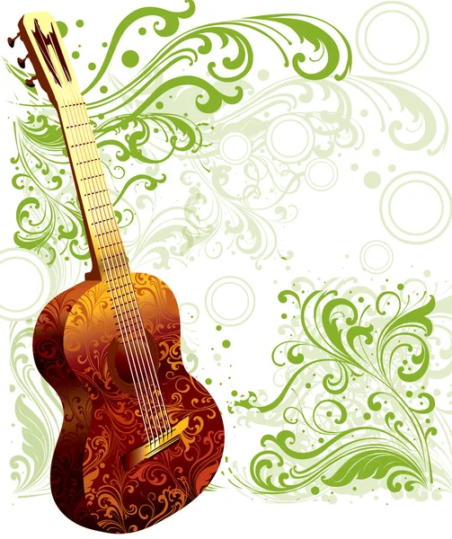 Illustration mit Gitarre — Stockvektor