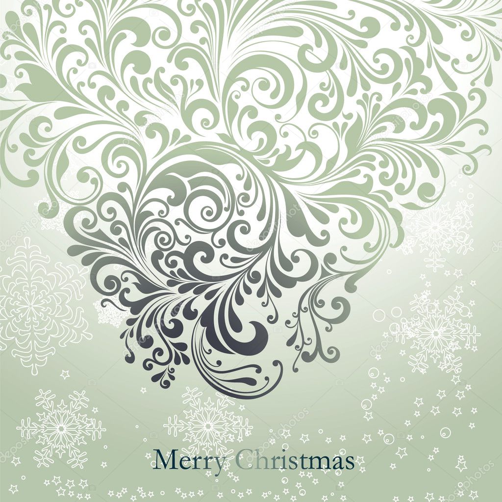 Holiday card with beautiful curly ornament