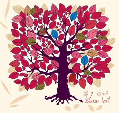 Vector illustration with multicolored tree clipart