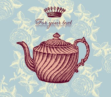 Retro design with teapot