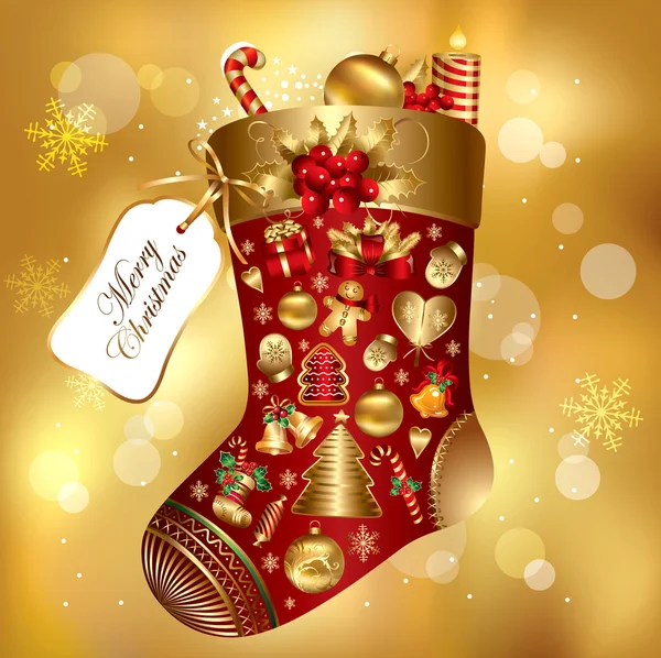 礼物圣诞袜子装饰 — 图库矢量图片