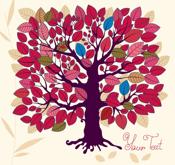 Ilustración vectorial con árbol multicolor — Vector de stock