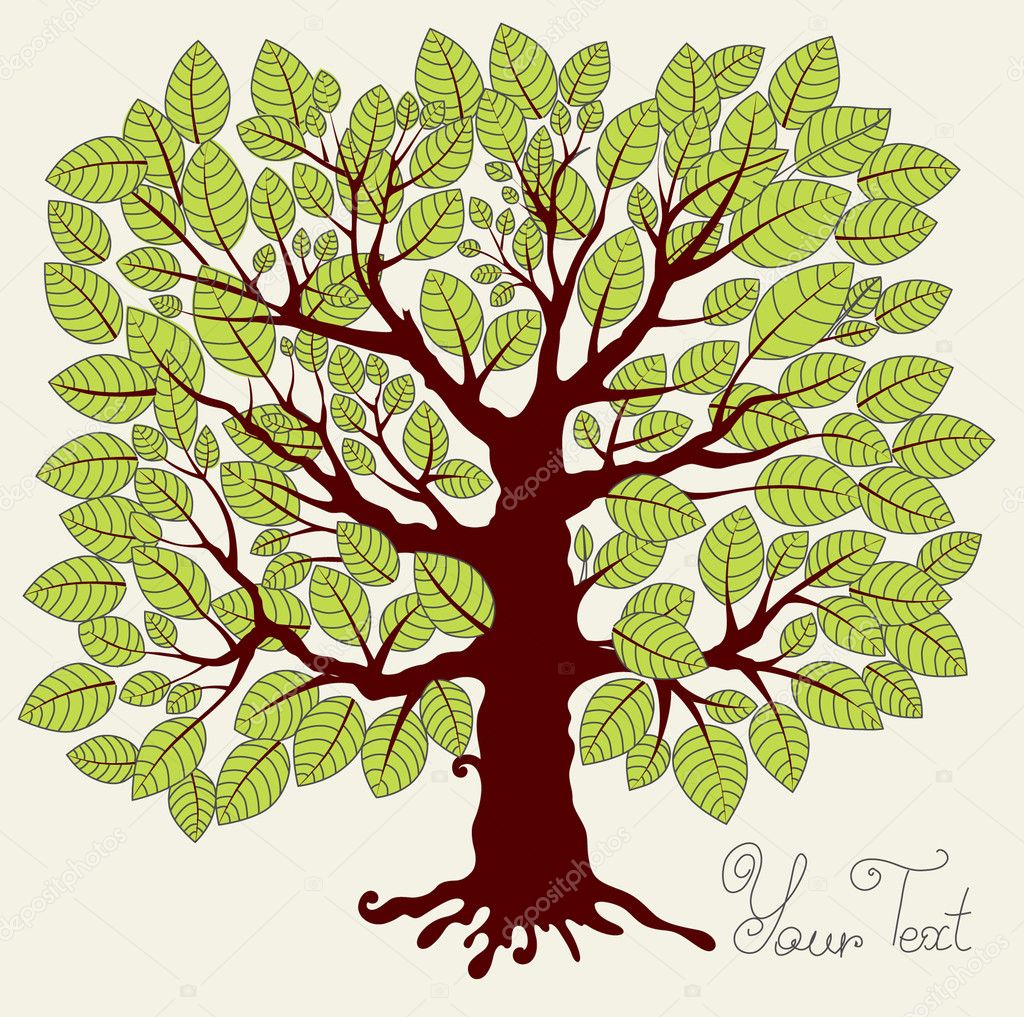 Vector illustration with mgreen tree