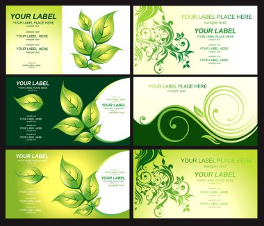 Business card with green foliage clipart