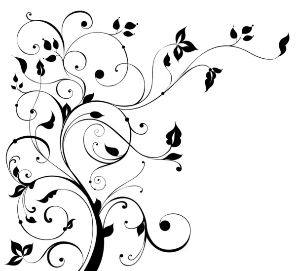 Bel ornement avec des fleurs et des boucles — Image vectorielle