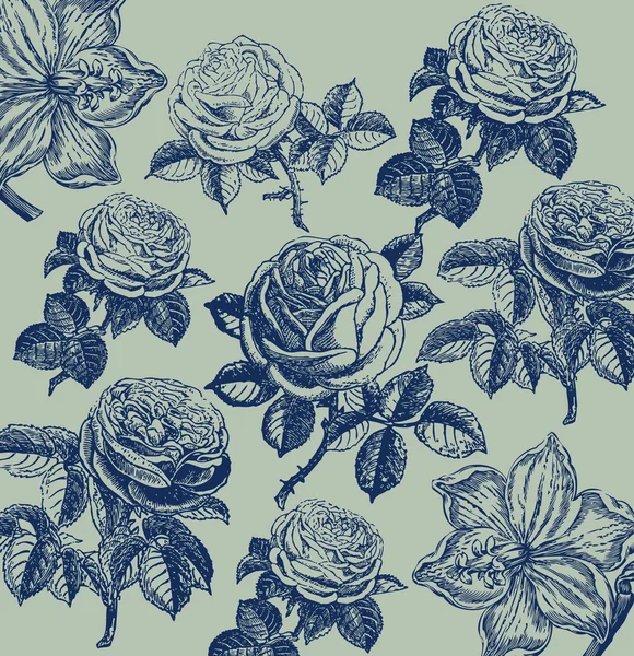 Κλασική wall-χαρτί με ένα λουλούδι μοτίβο. θραύσμα — Διανυσματικό Αρχείο