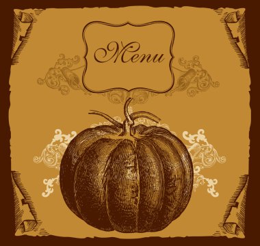 Design cover menu with pumpkin clipart