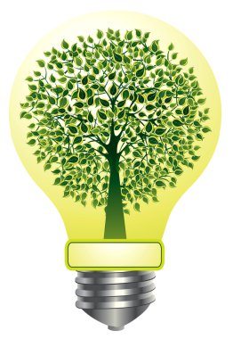 Vector lightbulb with green tree clipart