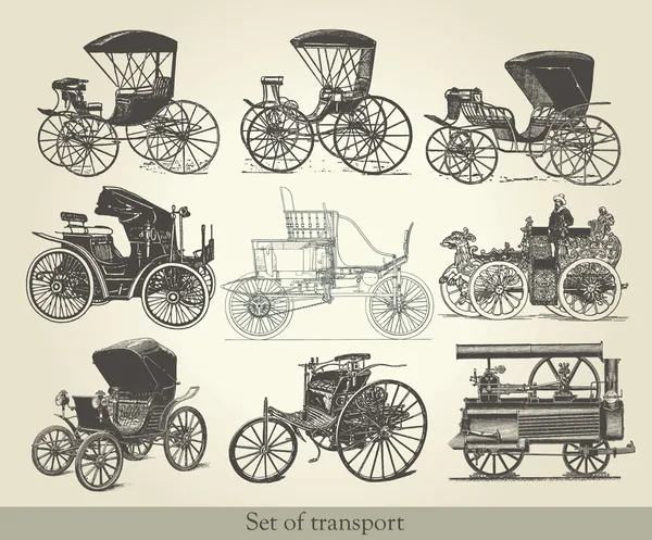 Conjunto de vectores de coches antiguos — Archivo Imágenes Vectoriales