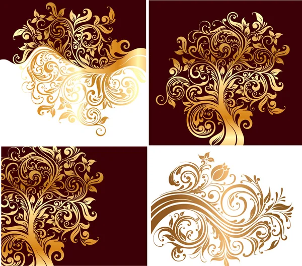 Beautiful ornaments with flowers and curls — Stock Vector