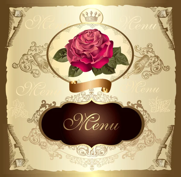 Étiquette vintage avec rose — Image vectorielle