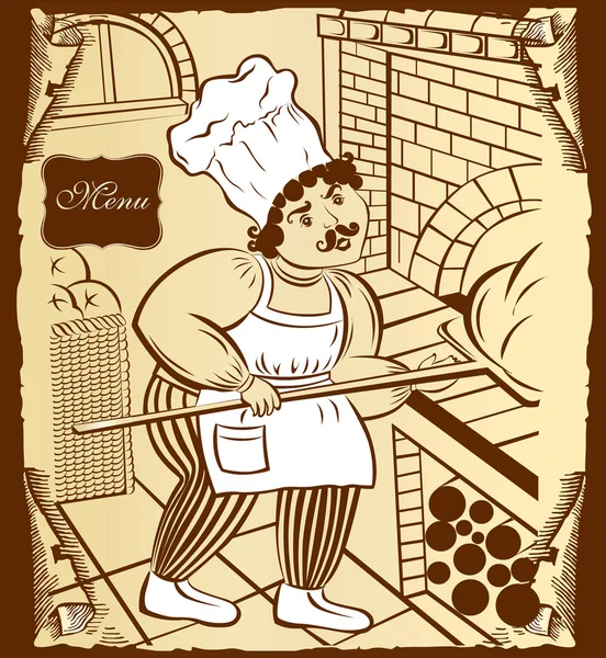 Ilustración vectorial con cocinero — Archivo Imágenes Vectoriales
