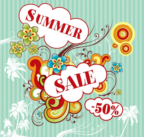 Vector illustration on theme summer sale — Stock Vector