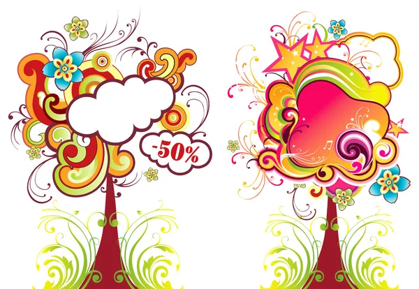 Vector illustration with tree on theme sale — Stock Vector