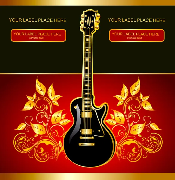 Illustrazione vettoriale con chitarra — Vettoriale Stock