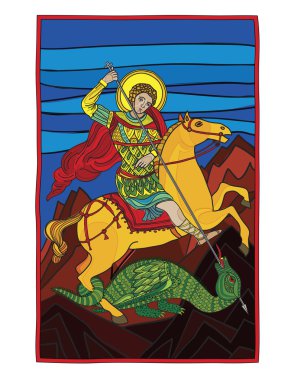 Saint gheorghe killing the dragon clipart