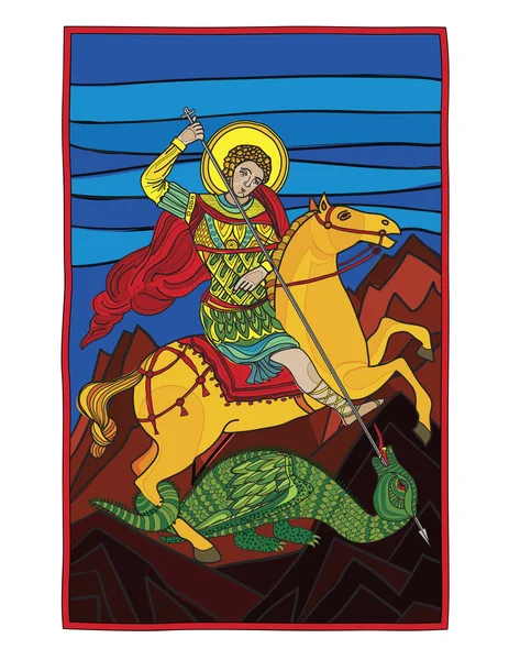Saint gheorghe doden van de draak — Stockvector
