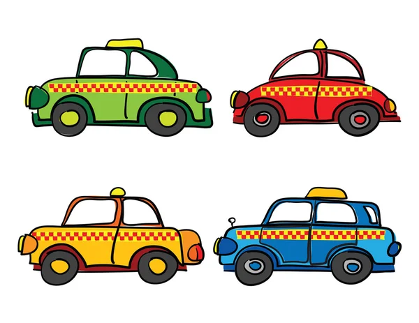Carros de táxi desenhos animados —  Vetores de Stock