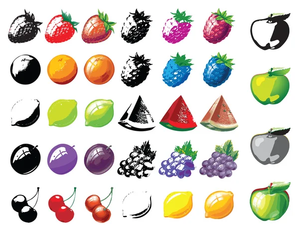 Fruits collection against white Stock Illustration