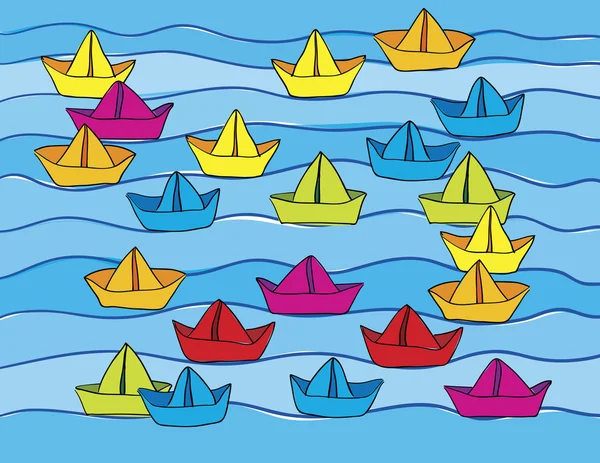 Paper boats on water Royalty Free Stock Illustrations