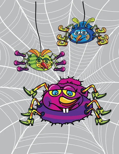 Spiders Net Cartoon Abstract Vector Art Illustration — Stock Vector