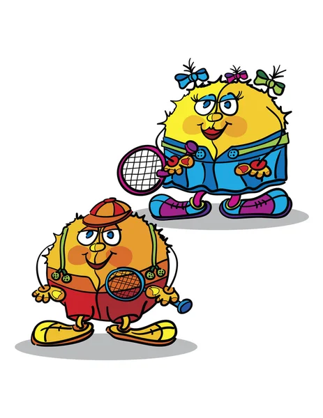 Pelotas de tenis dibujos animados — Vector de stock