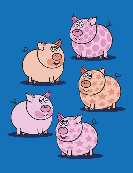 Piggy Rosa Contro Sfondo Blu Illustrazione Astratta Arte Vettoriale — Vettoriale Stock
