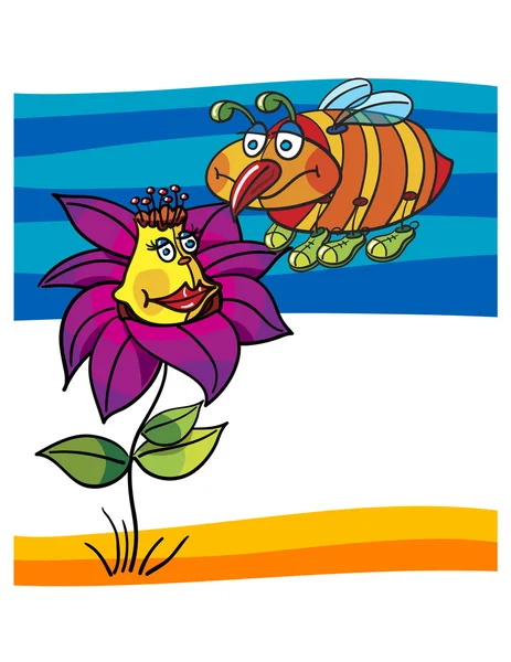 Квітка та бджола — стоковий вектор