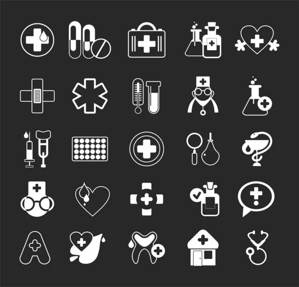Eenvoudige pictogrammen op het thema van de gezondheid — Stockvector