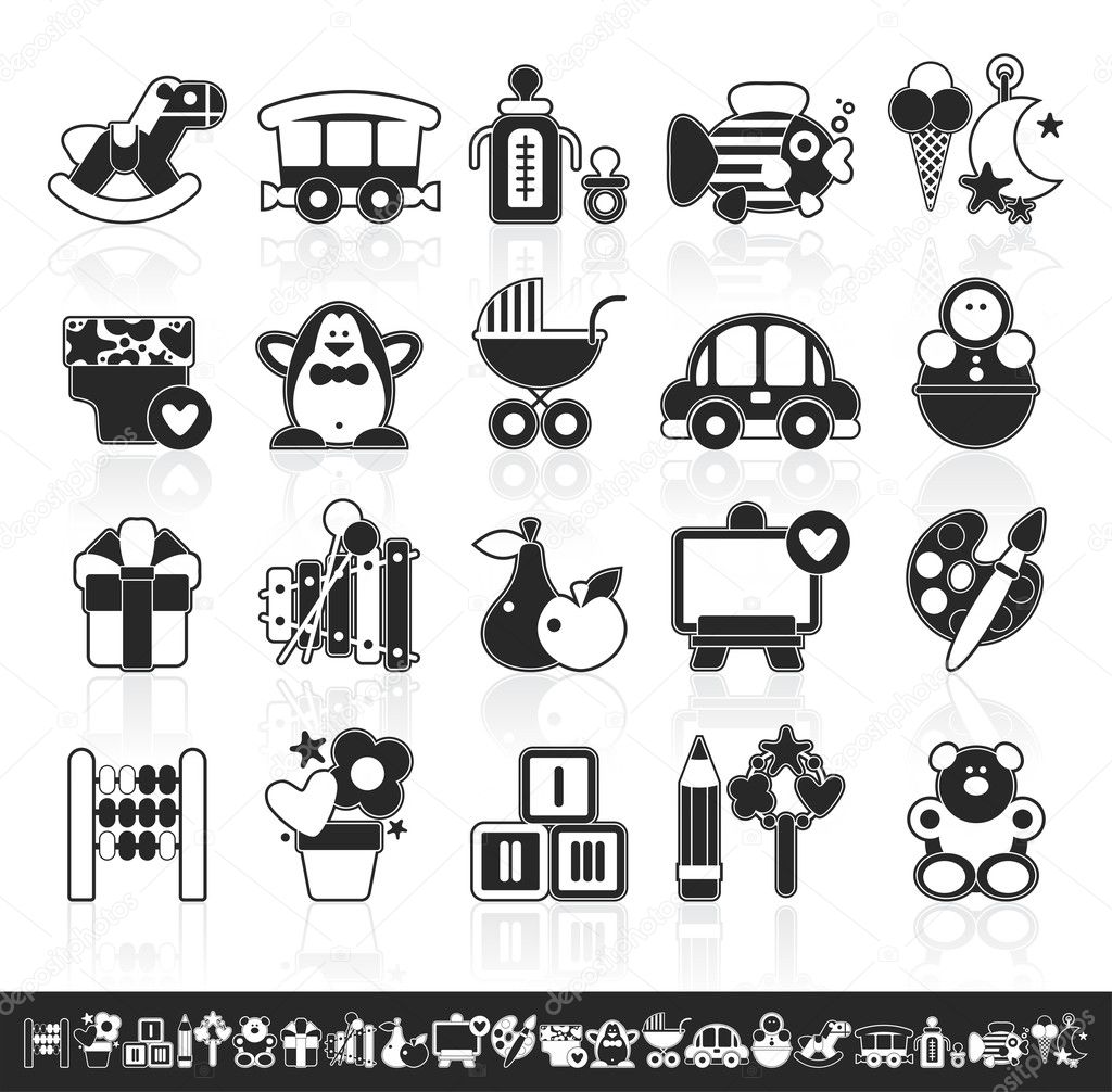Grayscale baby icons