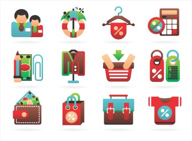 Interesting shopping icons clipart