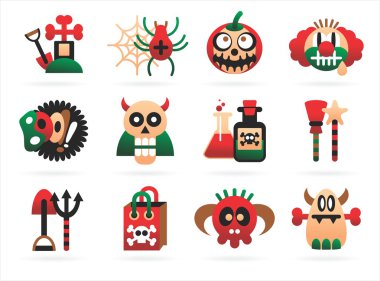 Scary halloween icons clipart