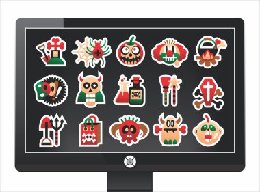 Screen with a nice halloween icons clipart