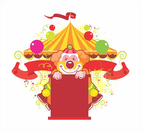 Circus composition with the kind clown — Stock Vector