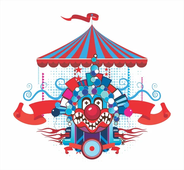 Circus composition with the malicious clown — Stock Vector