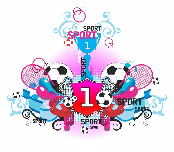 Very beautiful symmetric sports composition — Stock Vector