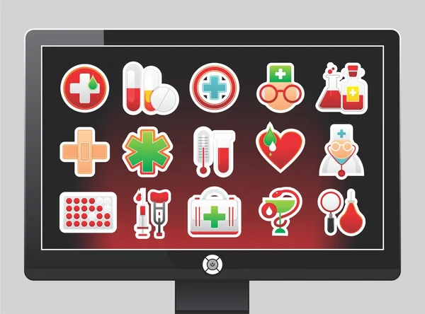 Экран с медицинскими иконами — стоковый вектор